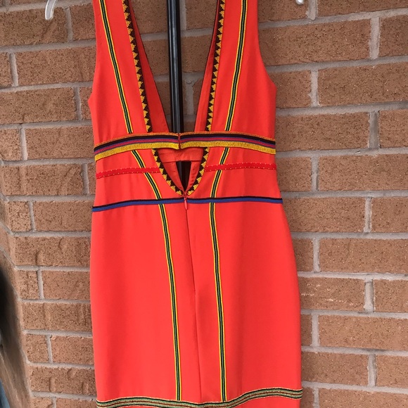 Red dress w embroidered beads, new, never worn, Nicole Milller, size 4 - Picture 4 of 7